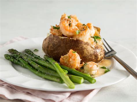 Spicy Shrimp Topped Baked Potatoes