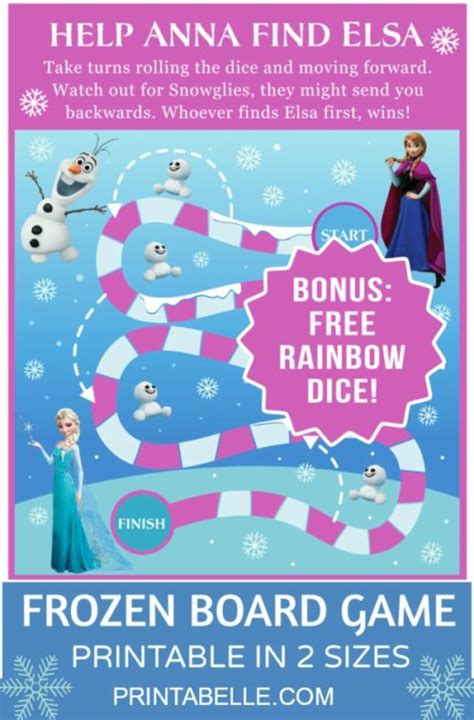 Frozen Printable Board Game Free Rainbow Dice Printabelle