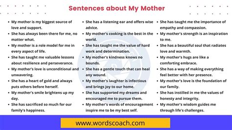 50 Sentences About My Mother In English Word Coach