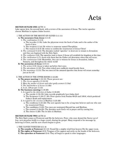 Section Outline One Acts 1 Luke Opens