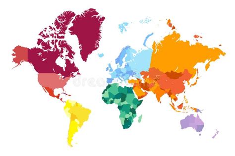 Mapa Del Mundo Colorido Mapa Mundial Dividido En Seis Continentes