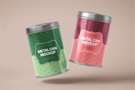 Download Glossy Round Tin Can Box Mockup Set in Packaging Mockups on Yellow Images Creative Store