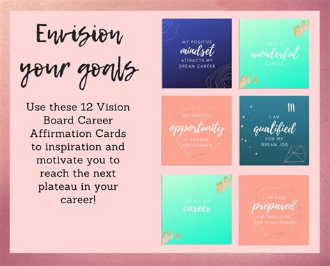 Vision Board Career Affirmation Cards Goal Cards Vision Etsy