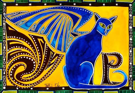 Winged Feline Cat Art With Letter P By Dora Hathazi Mendes Painting
