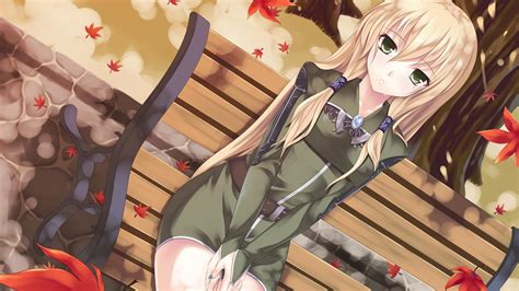 Iroha Girl Bench Fall Anime Wallpaper Anime