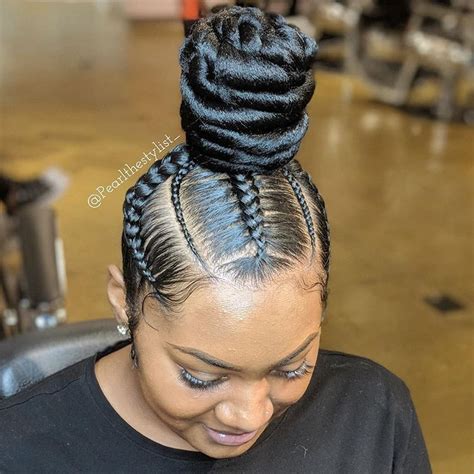 Anyone have and pics of ninja hairstyles? Ninja Bun/ Feed-ins @jaralynjohnson #lemonadebraids # ...