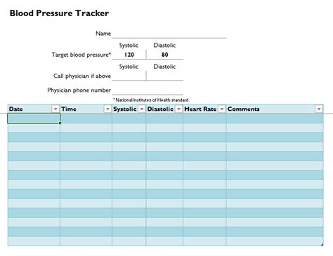 Free Blood Pressure Tracker Form Pdf Template Form Download