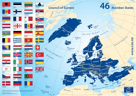 Map Of The Council Of Europe 46 Member States