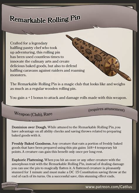 Remarkable Rolling Pin Dandd Item Dungeons And Dragons Homebrew