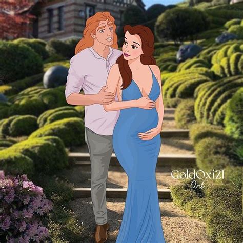 Princess Belle And Prince Adam Artist Transforms Disney Princesses Into Pregnant Women
