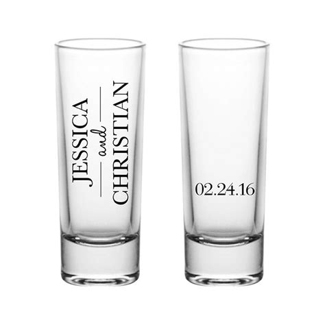 Wedding Shot Glasses Personalized Wedding Favors Wedding Party Favors For Guests 2oz Tall Clear