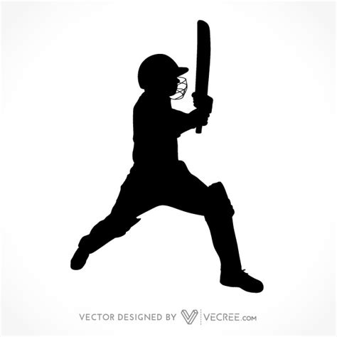 Sport Silhouette Cricket Batsman Hitting Boundary Free Vector Free