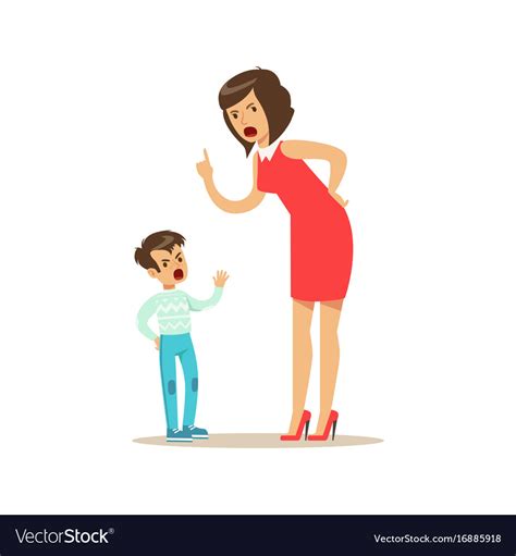 Mother Yelling At Her Son Negative Emotions Vector Image