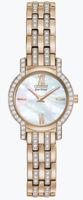 women s citizen eco drive silhouette crystal rose gold tone watch ex1243 53d