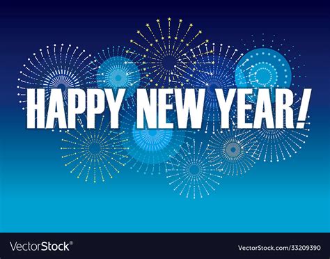 Happy New Year Logo And Fireworks Royalty Free Vector Image