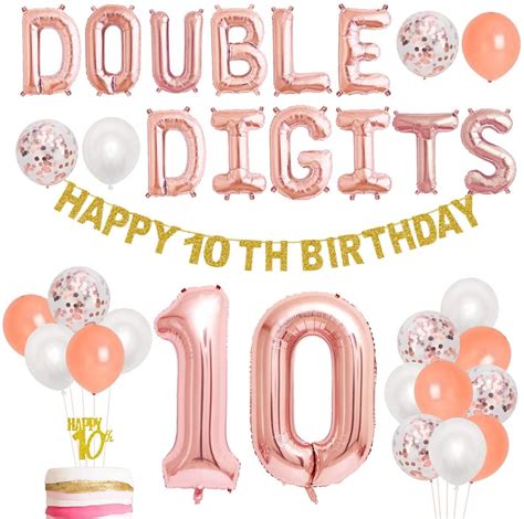Th Birthday Decorations For Girls Rose Gold Double Digits Foil