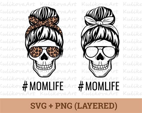 Mom Life Skull Cheetah Svg Png Sublimation Design Download Etsy Mom