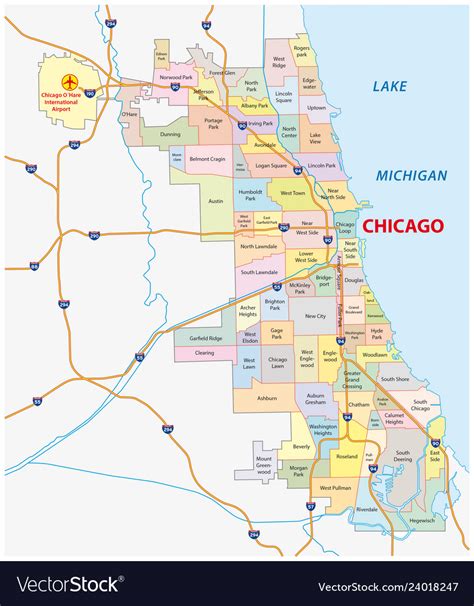 Roads And City Share Map Chicago Map Royalty Free Vector