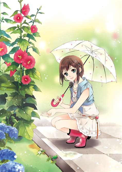 Anime Girl With Umbrella Rain Faℓℓ ☂︎ Pinterest