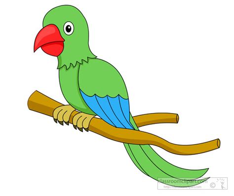 Bird Clipart Clipart Green Parrot Red Beak On Tree
