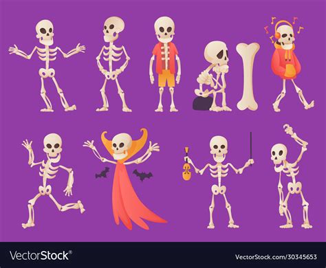 Funny Cartoon Skeleton Bony Character Royalty Free Vector