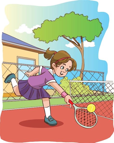 Premium Vector Vector Illustration Of Girl Playing Tennis