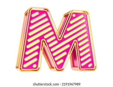 Neon Typography Design Alphabet Letter M Stock Illustration