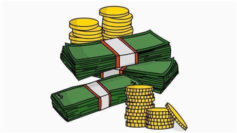 Stacks Of Money With Coins Cartoon Illustration Hand Drawn Animation