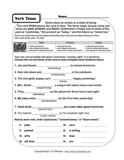 Verb Worksheets 5th Grade