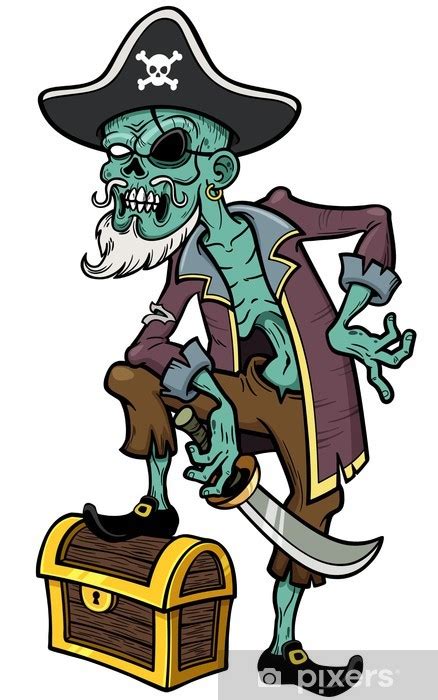 Fototapete Vektor Illustration Von Cartoon Piraten Zombie Pixersde