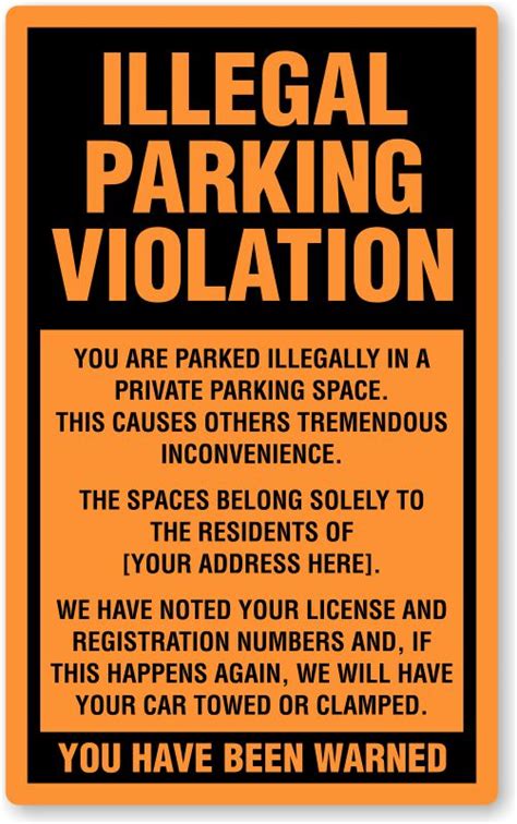 parking violation notice template   parking  funny lists template printable