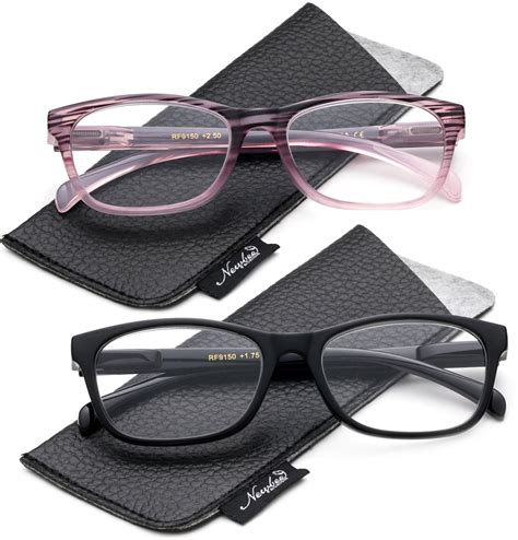 2 Pack Fashion Reading Glasses For Women Spring Temple With Carrying Pouches