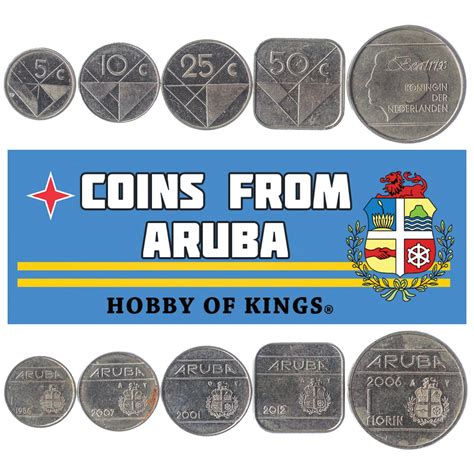 Set Of 5 Coins From Aruba 5 10 25 50 Cents 1 Florin Old Etsy