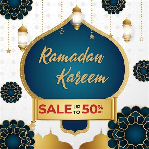 Ramadan Kareem Super Sale Discount Square Banner Template Vector