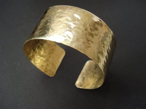 Wide Hammered Cuff Bronze Bracelet Contemporary Adjustable Band