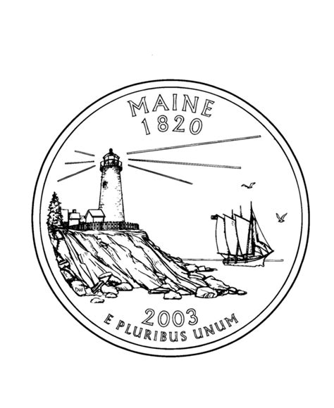 40+ quarter coloring pages for printing and coloring. USA-Printables: Maine State Quarter - US States Coloring Pages