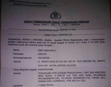 Detail Contoh Surat Pengaduan Ke Propam Mabes Polri Koleksi Nomer 12