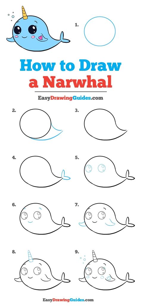 Step by step lesson on how to draw my drawsocute eyes. How to Draw a Cute Narwhal - Really Easy Drawing Tutorial
