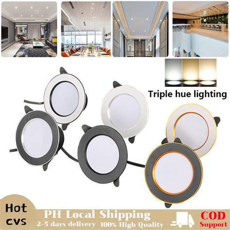 【buy One Get One Free】3 Color Temperature，led Downlight Recessed Pin Lights Panel Ceiling Light