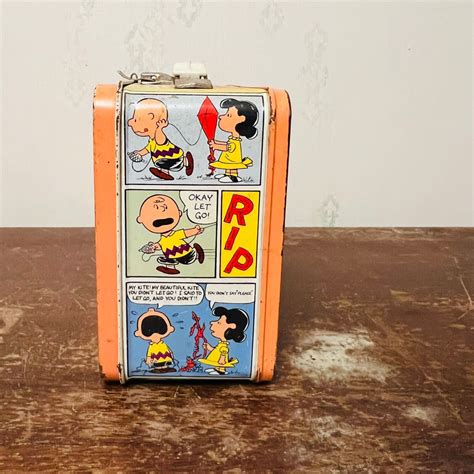 1959 Peanuts Charlie Brown Snoopy Metal Lunch Box No Thermos Vintage Ebay