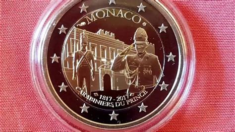 2 € Euro Monaco 2017 Bicentenaire Carabiniers Du Prince Youtube