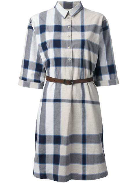 Lyst Burberry Brit Belted Check Dress In Blue