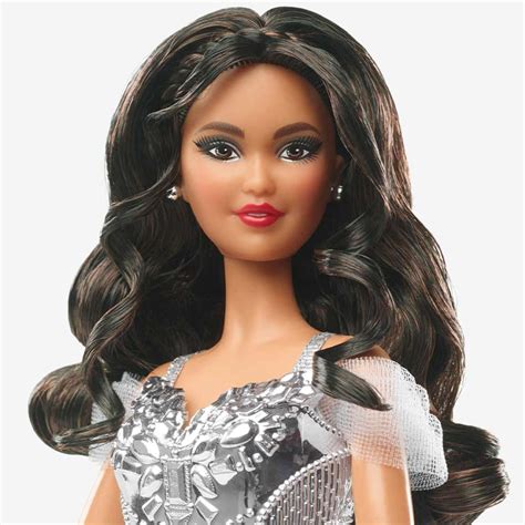 2021 Holiday Barbie Doll Brunette Curly Hair Mattel Creations