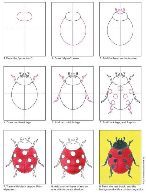 Easy How To Draw A Ladybug Tutorial And Ladybug Coloring Page Ladybug