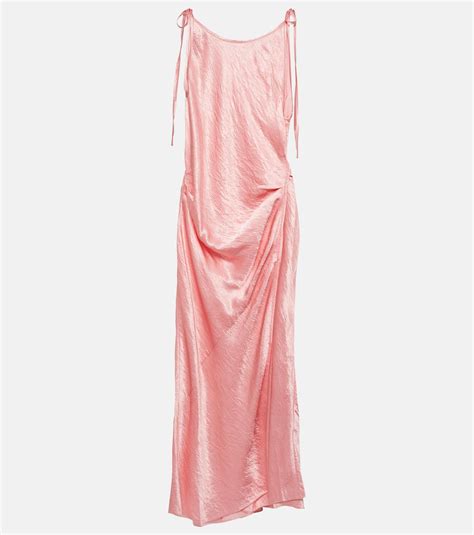 Acne Studios Wrap Satin Midi Dress In Pink Lyst Uk