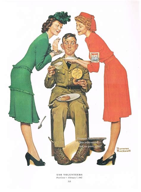 Norman Rockwell Print Uso Volunteers 11 X 15 Wwii Military Soldier