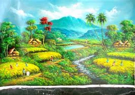 Lukisan Pemandangan Alam Pedesaan 885x622 Wallpaper