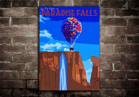 Paradise Falls Up Pixar Poster Print Disney Art Up Wall Art