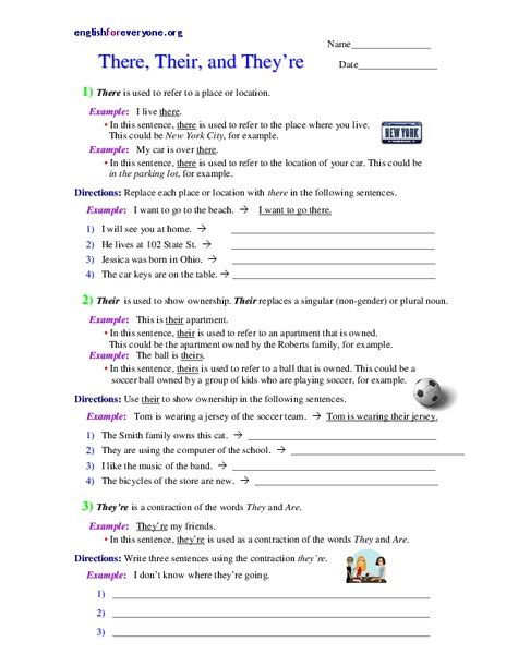 There Their And Theyre Worksheet For 6th 7th Grade Lesson Planet