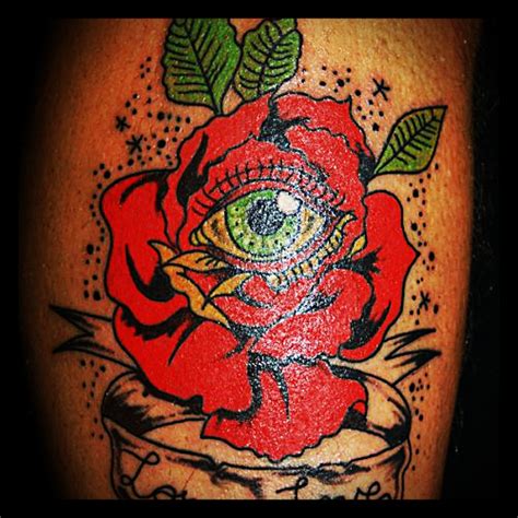 Old School Tattoo Macerata Traditional Rose And Eye